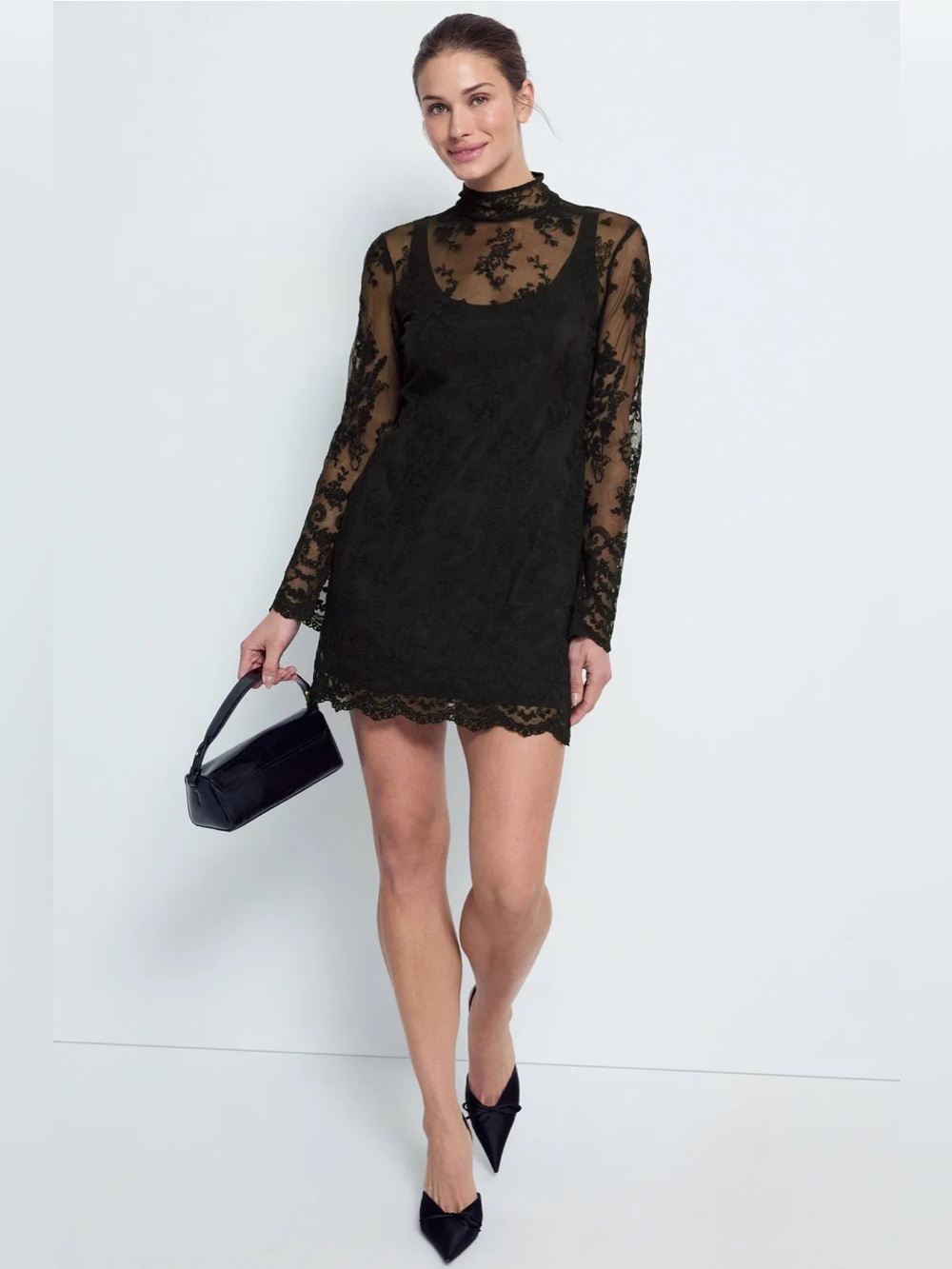 Jason Wu x RTR Turtleneck Lace Overlay Mini Dress